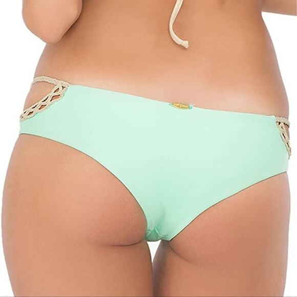 Luli Fama Bikini Bottom Corazon Loco Crochet Sides Open Moderate - Picture 2 of 16